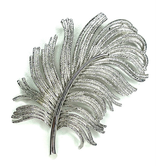 SOLD BUNDLE PENDG Silver Feather Brooch SIGNED Pastelli Vintage - Picture 1 of 3